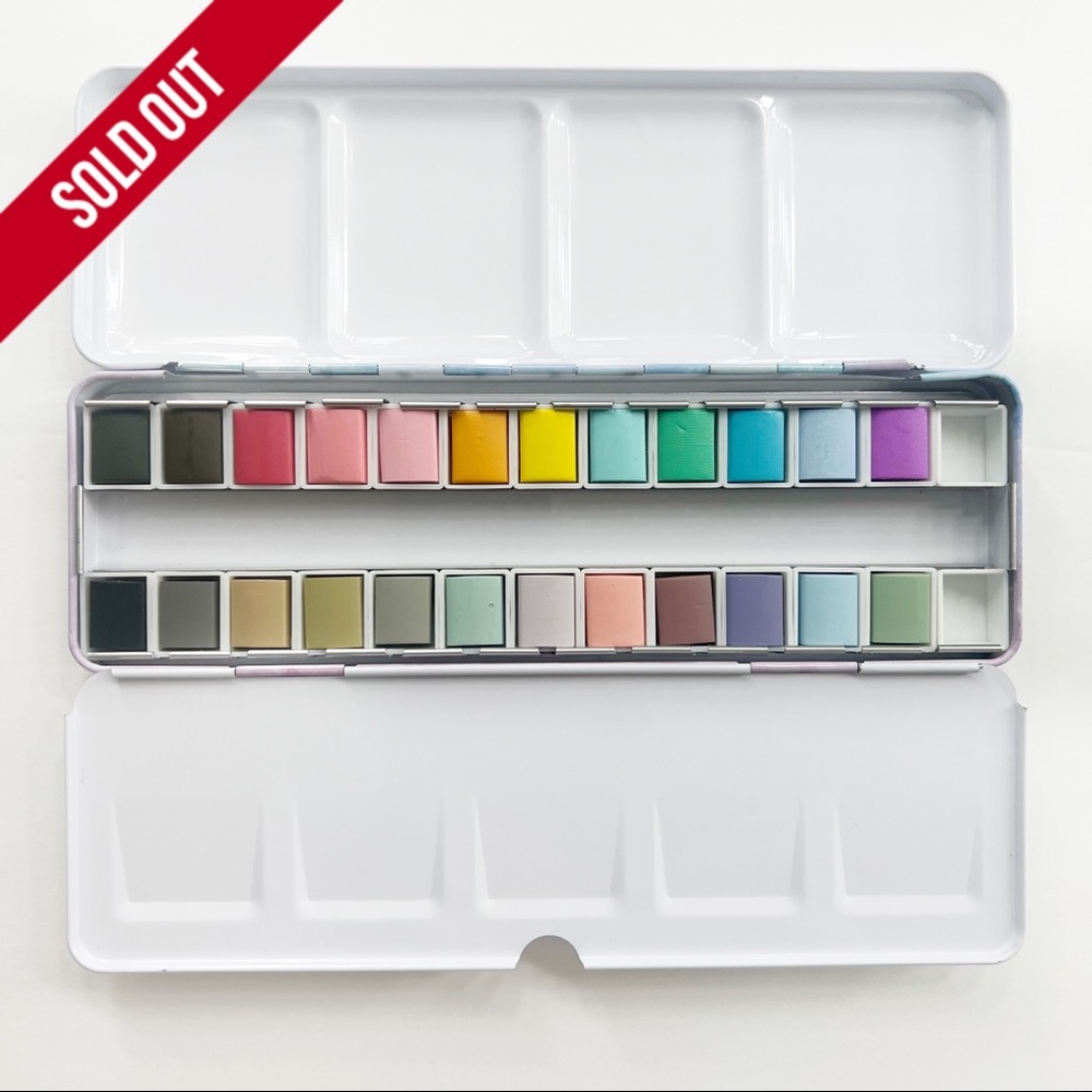 Pastel Watercolor 24 half pan paint set